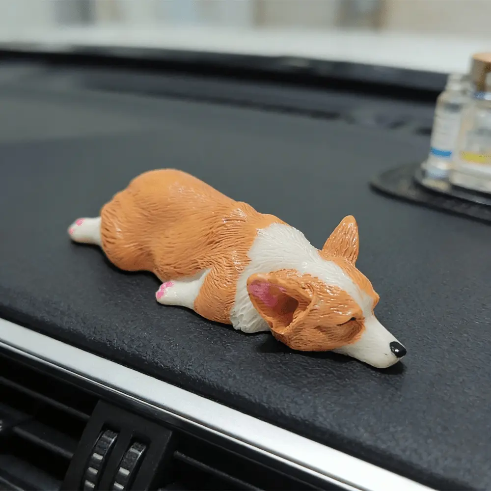 Sleeping Corgi sculpture Car Decor, Charming Dashboard & Home Bedroom Ornament, Miniature Sculpture, Excellent Present, Car Ornaments