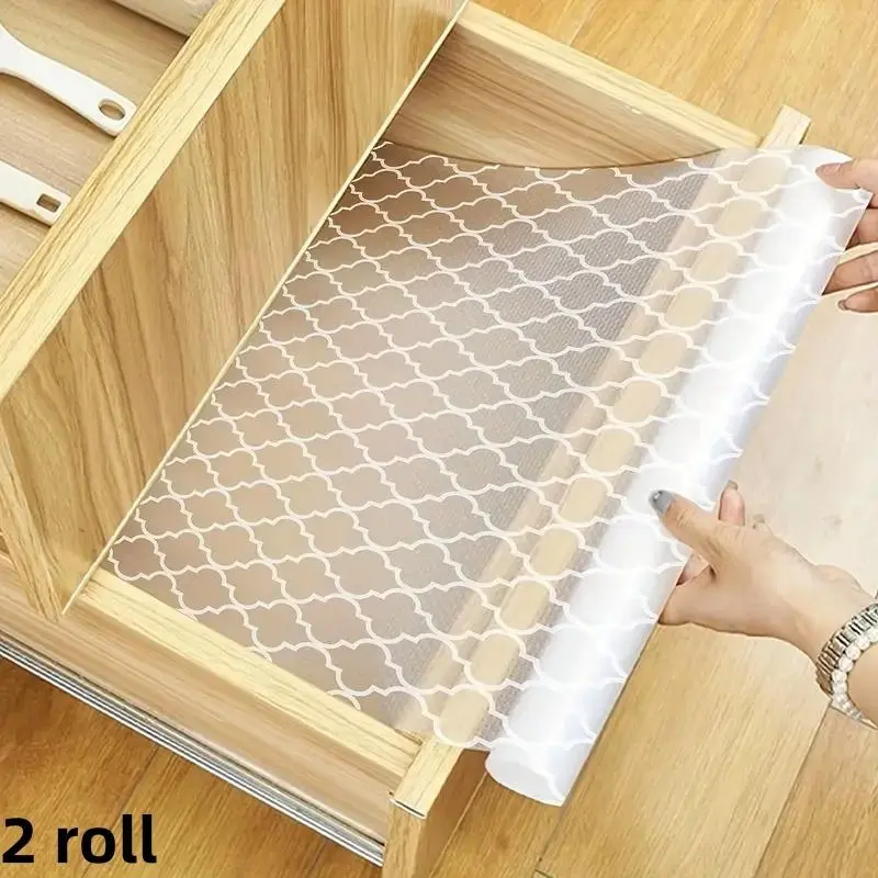 2-roll cabinet rack mat, waterproof and grease resistant refrigerator mat, drawer mat, EVA Material: Non adhesive refrigerator pad, Fridge shelf, suitable for freezer glass shelves, kitchen organization and storage, Coasters