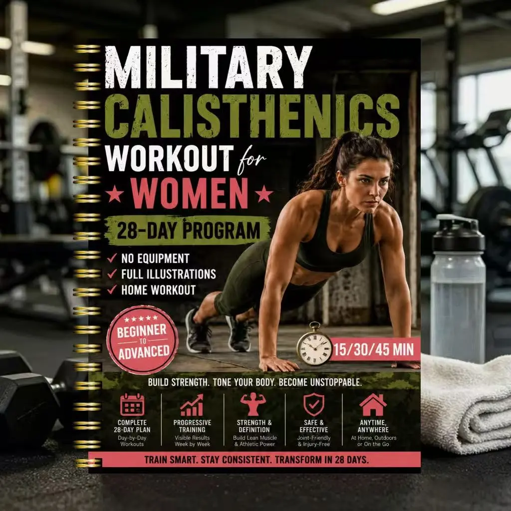 Women's Military Fitness Training Plan, 28-Day Bodyweight Workout, Full Body Workout, Strength & Muscle Building, Home Exercise, No Equipment Needed, Smart, Beginner, Transform, Advanced