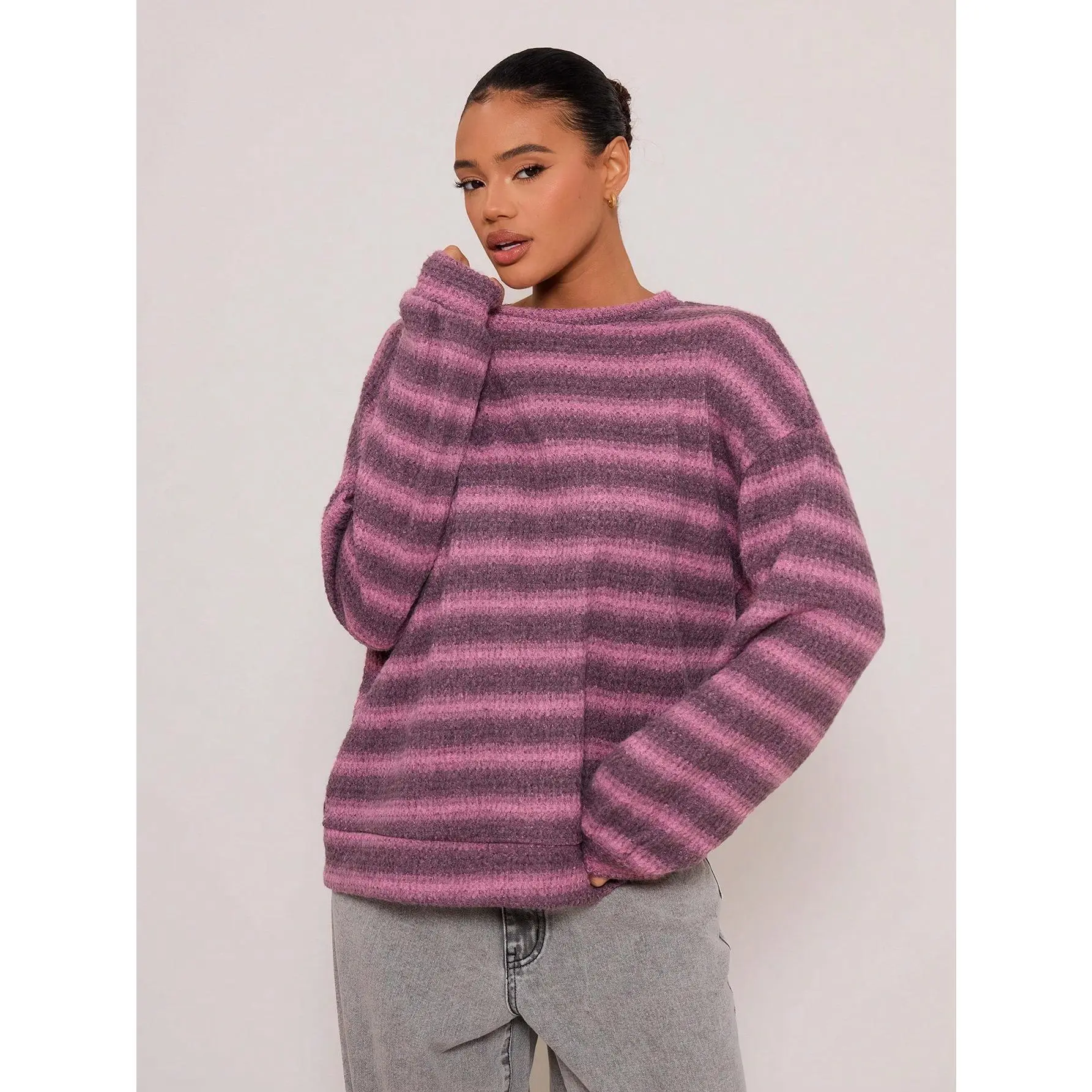Oversized Crew Neck Striped Jumper Spring Casual Y2k 90's Stripe Airport Holiday Graphic Sweater Back To School Winter Everyday Work Office Chic