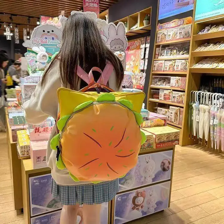 2026 Cute 3D Hamburger Backpack Cartoon Cheese Burger Crossbody Bag Large Capacity Funny Parent-Child School Bag for Kids Adults