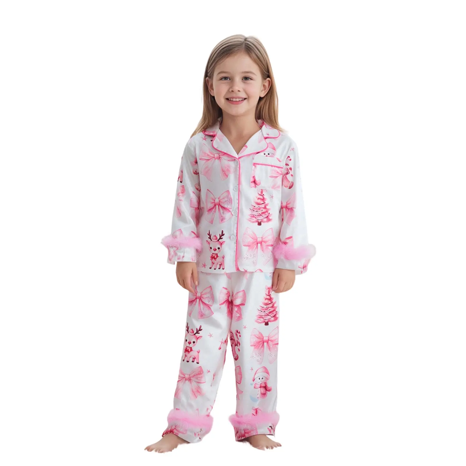 Babamoon Christmas Mom and Daughter Matching Pajama Set - Long Sleeve Top with Snowman Bow, Pants, Family Lounge Sleepwear (Baby & Maternity), Matching Set