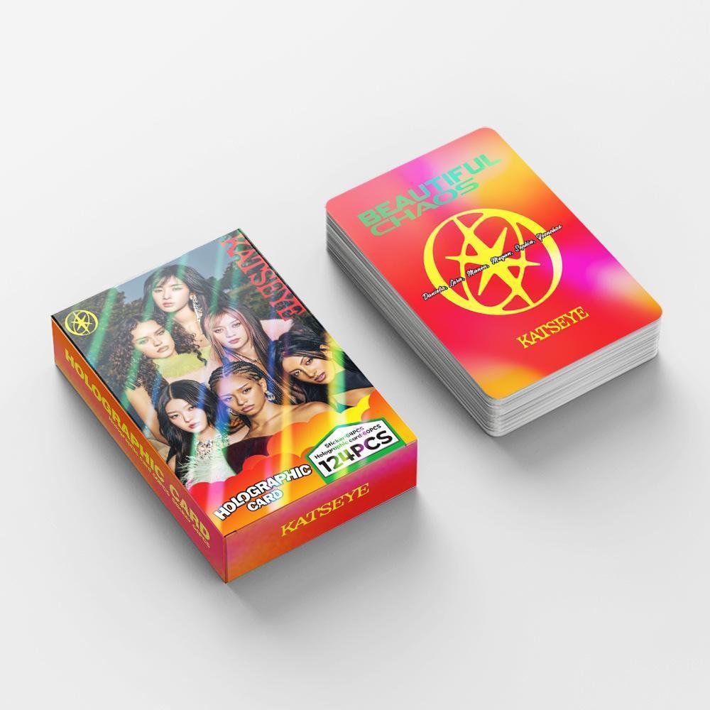 92Pcs/Set Kpop Idol KATSEYE New Album BEAUTIFULCHAOS Lomo Cards LARA DANIELA HD Printd Photocards Stickers MANON MEGAN Fans Gift