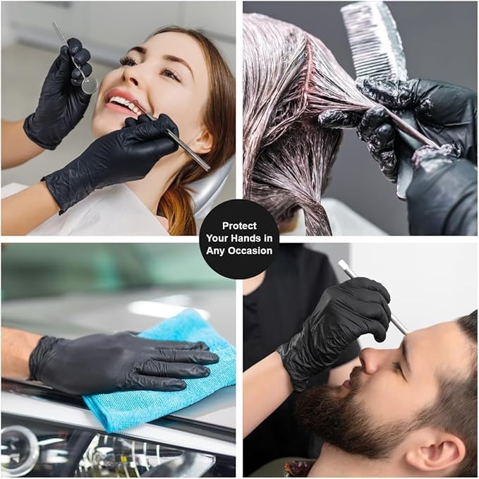 Disposable Nitrile Gloves - Latex-Free & Powder-Free for Beauty Cooking & Cleaning High-Quality Black Protective Items for Multiple Scenarios Disposable Nitrile Gloves - Latex-Free & Powder-Free for Beauty Cooking & Cleaning High-Quality Black Protective Items for Multiple Scenarios