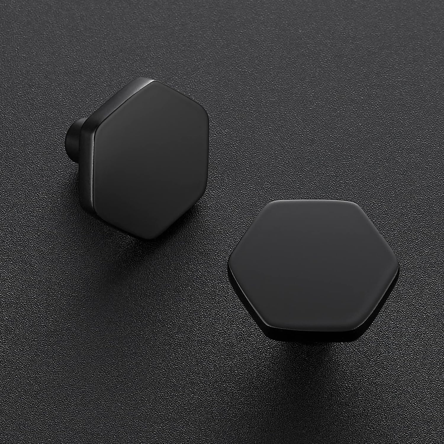 Black Cabinet Knobs 20 Pack Solid Kitchen Cabinet Knobs Hexagon 1.1'' Flat Black Knobs for Kitchen Cabinets and Drawers Dresser Knobs