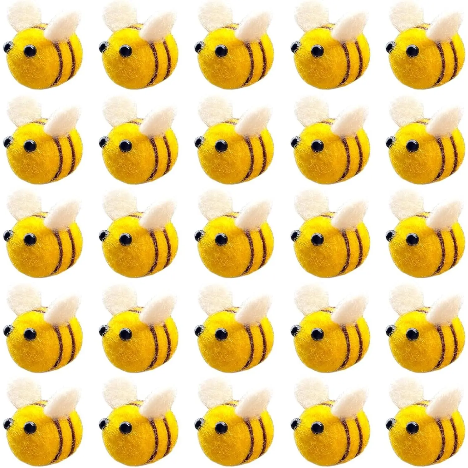 25Pcs Wool Felt Bumblebees for Room Decor & DIY Craft Accessories | Soft Reusable Bee Craft Balls for Rooms, Bee Parties & Wreaths, Easy to Sew or Stick for All DIY Handmade CraftsGift