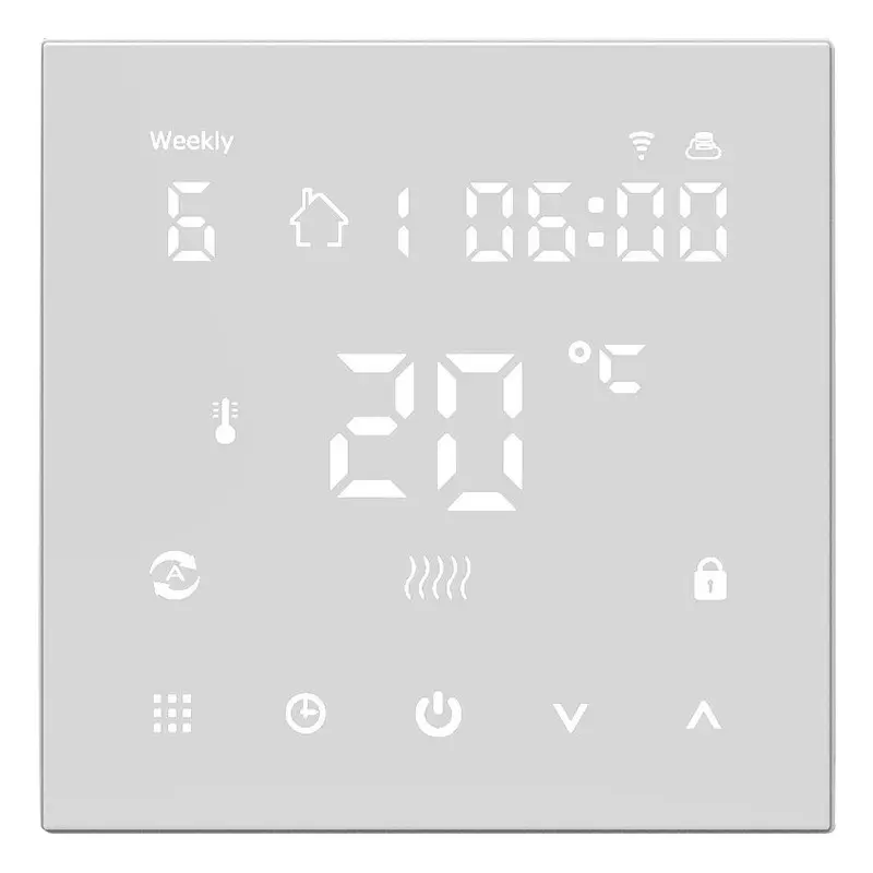 Tuya WiFi Smart Thermostat with LCD Glass Panel, Glass Touch Temperature Control System for Water Floor Heating, Electric Floor Heating, Wall Hung Boiler, Glass Touch Temperature Control Systems