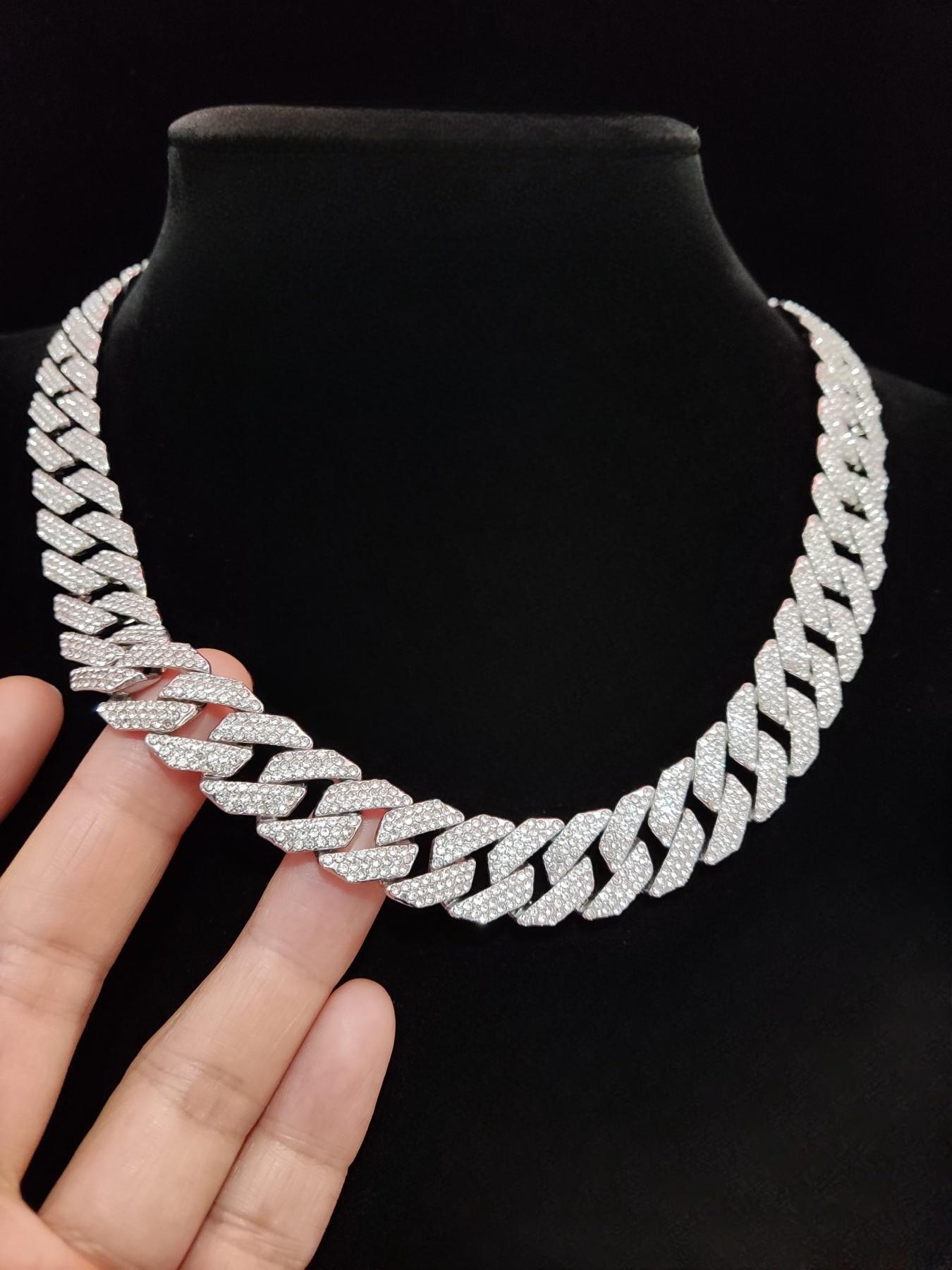 16mm Wide Miami Cuban Chain Necklace, Cuban Link Necklace, Fashionable Punk Style Jewelry for Party, Daily Clothing Decor, Trendy All-match & Exquisite Jewelry for Birthday Gift