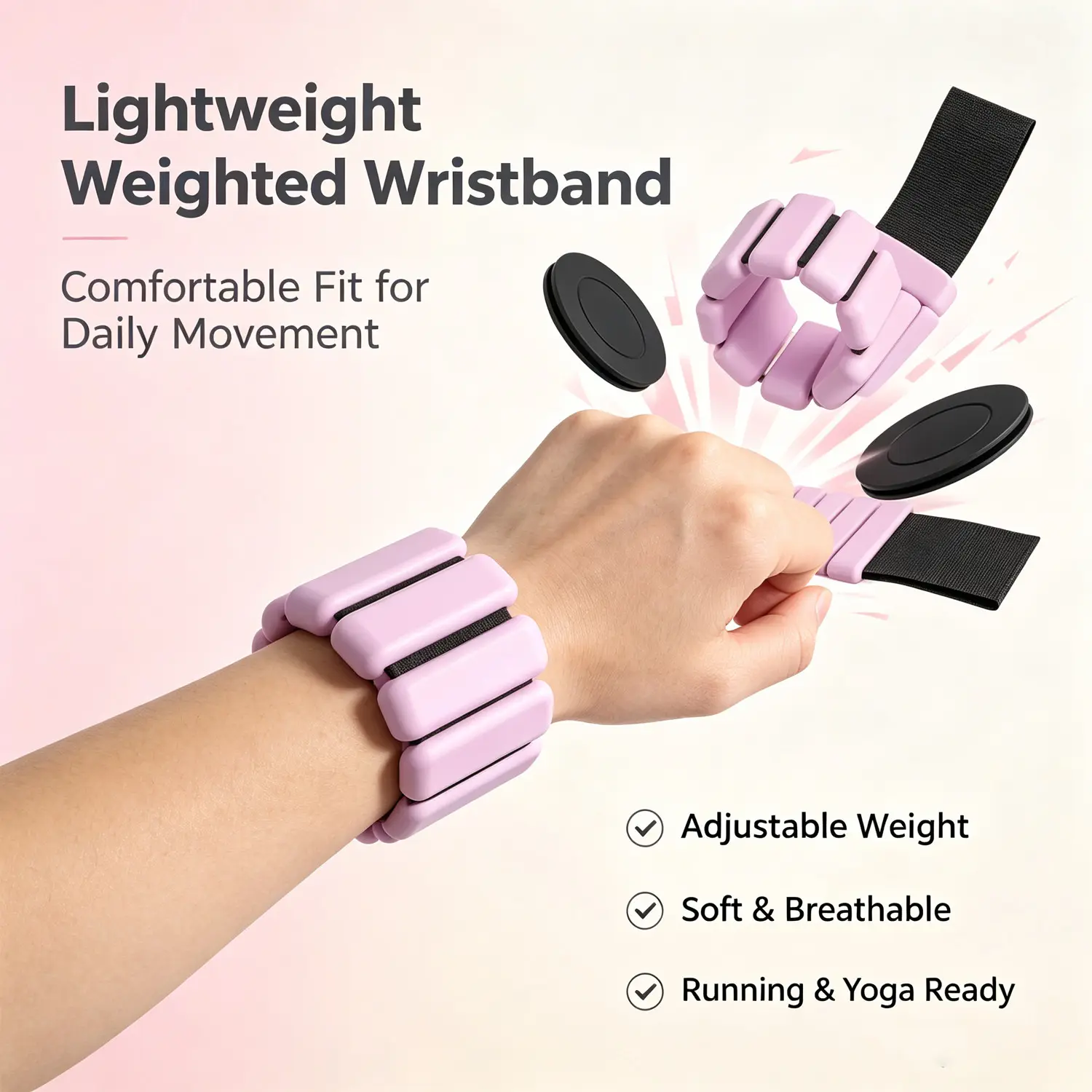 Adjustable Wrist Weight Set (2 Pieces), Wearable Wrist & Ankle Weights, Workout Accessory, Ideal for Yoga, Dance, Ballet, Pilates, Aerobics, Walking