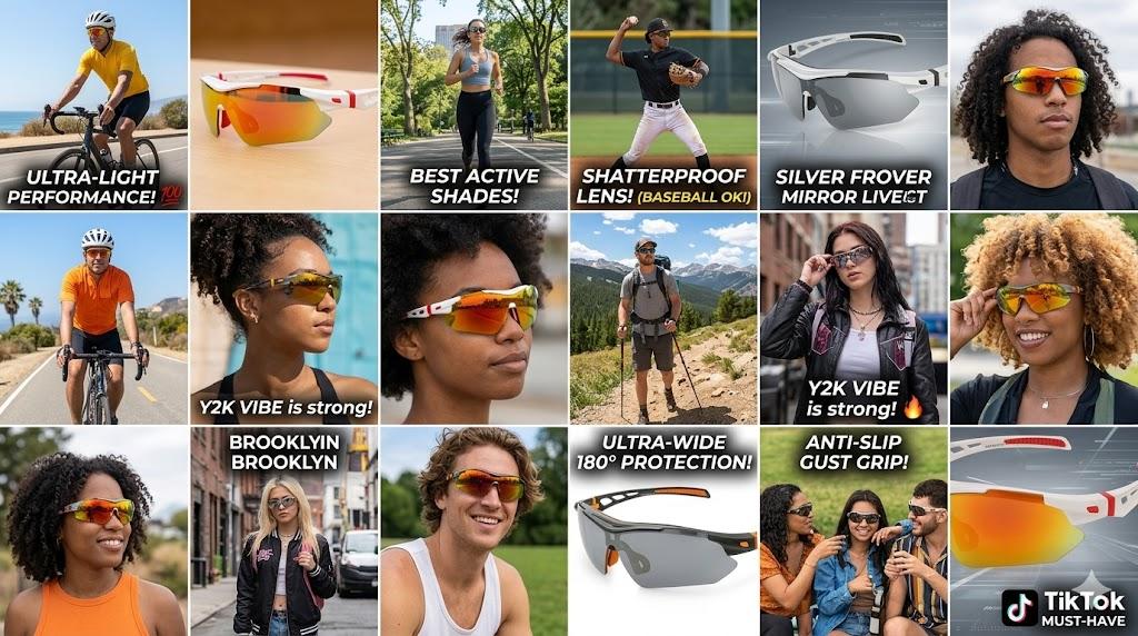 Ultimate Wraparound Sports Sunglasses for Men & Women |   Y2K Shield Shades for Cycling, Running & Baseball |   Anti-Slip TR90 Frame & UV400 PC Lens