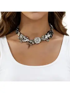 Punk style heart flower mango star pendant necklace fashionable and versatile collarbone chain