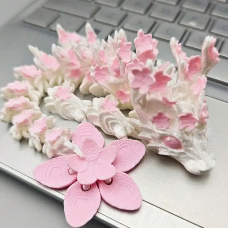 3D Printed Miniature and Cherry Blossom Dragon Model, Bedroom Decoration, Outdoor Decor, Fun Gifts, Party and Desktop Displays