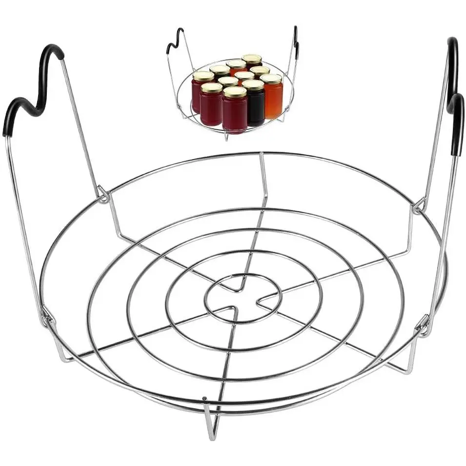 Picowe 11.7inch Canning Rack, Stainless Steel Steamer Canning Jar Rack with Silicone Handle, Canner Rack Canning Supplies Kit for Regular Wide Mouth Mason Jars Ball Jars(1 Pack)