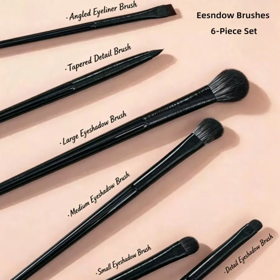 6 Pieces Eye Makeup Brushes Set, Ultra-Thin Eyeliner Eyeshadow Detail Brush Kit, Professional Makeup Tool Set for Daily Use & Gifting
