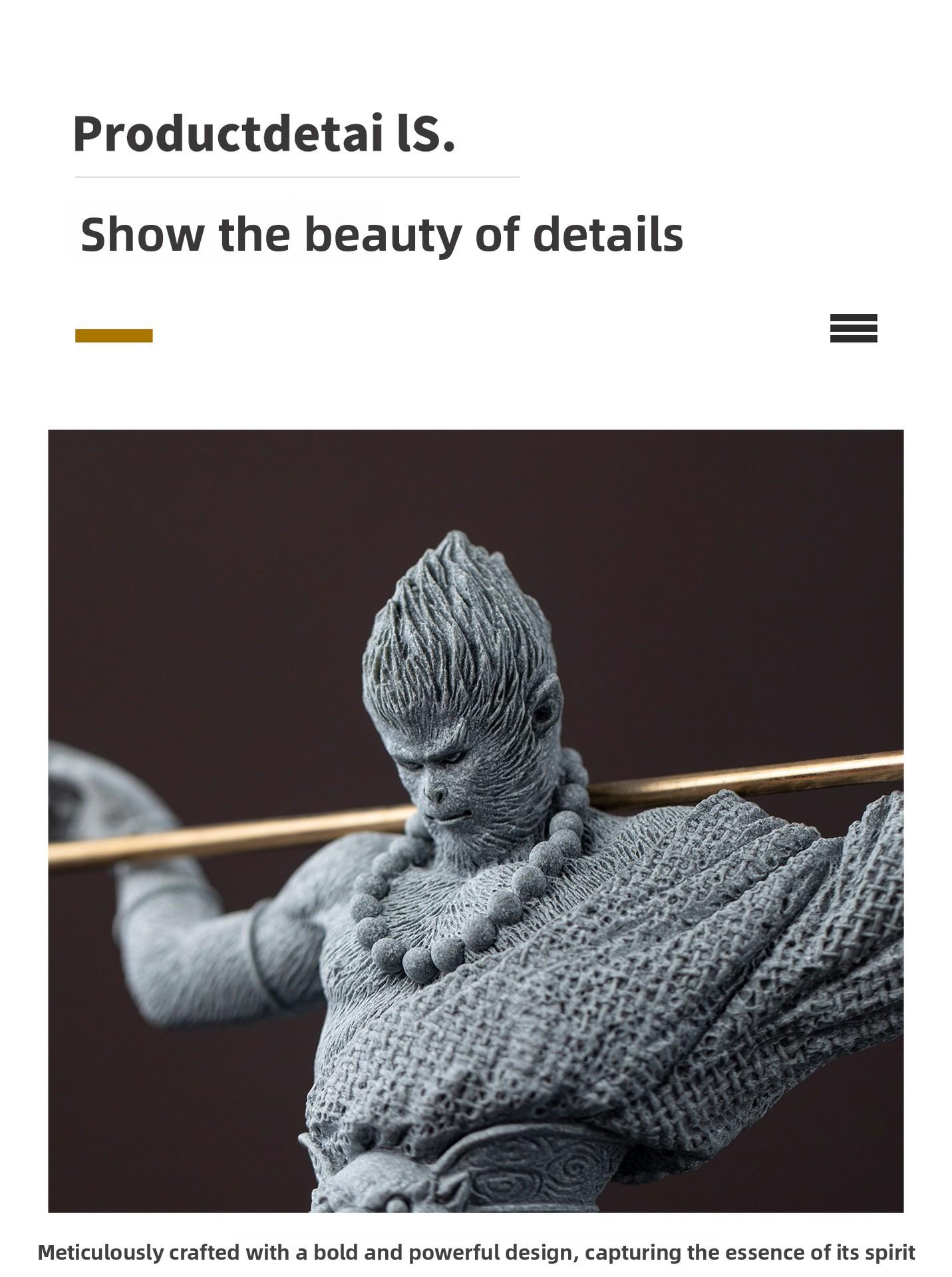 Chinese-style decorative figurine of the Buddha's opponent, the Great Sage Sun Wukong, for home entrance, tabletop decoration, and aquarium landscaping