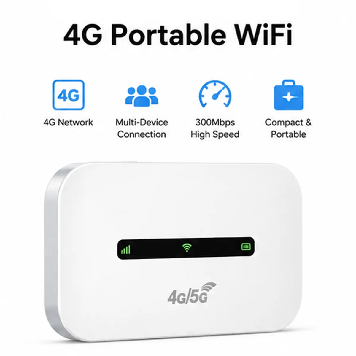 4G LTE Mobile Hotspot 300Mbps, Private & Secure WiFi with Data Encryption, 3000mAh All-Day Battery, Supports 10 Users – Perfect for Business Travel, Shared Apartments, Dorm Rooms & Global Trips