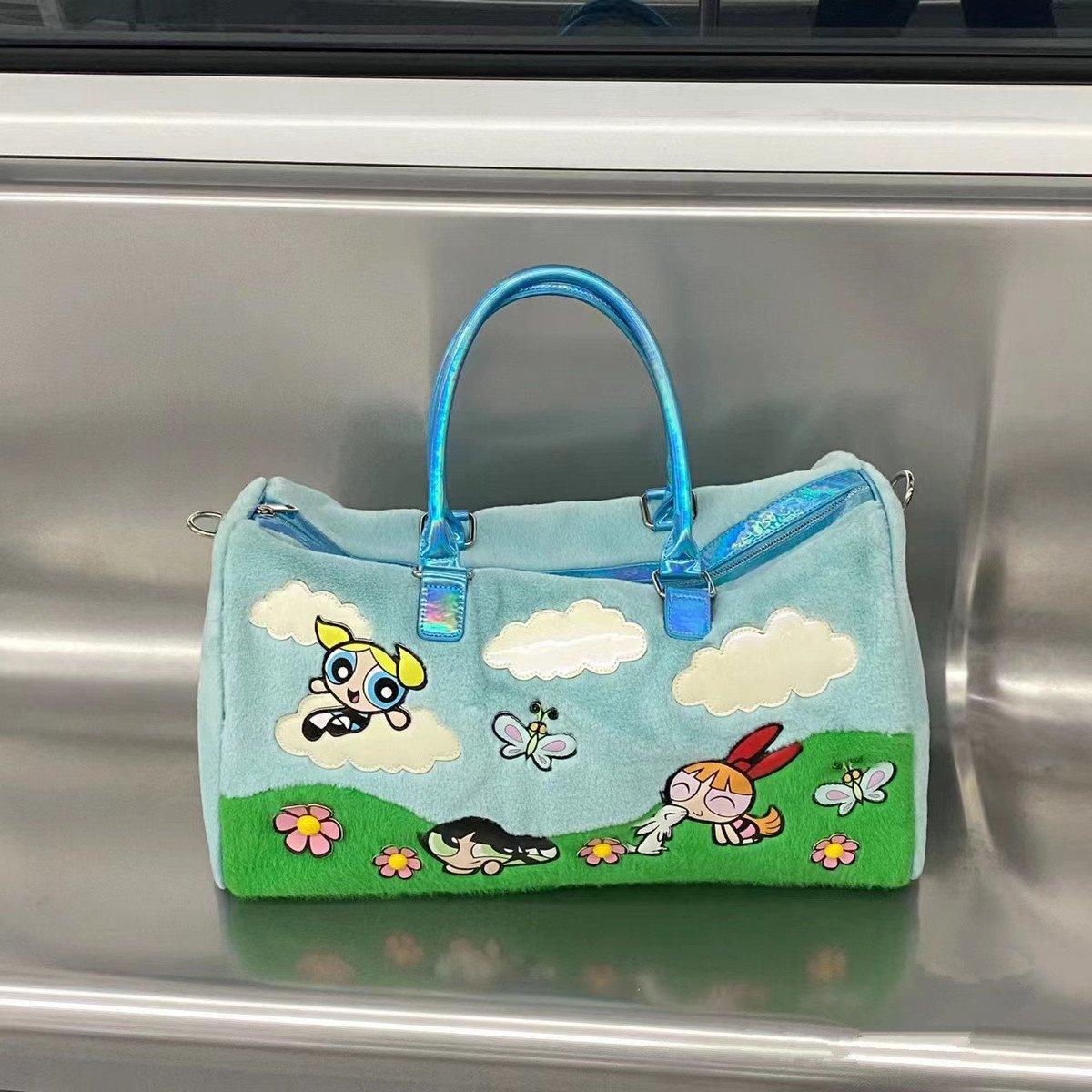 Large Capaci Plu Handbag Cartoon Animation Youthful Sle Soft Rabbit Fur Material Zipper Closure Casual Leisure Handbag