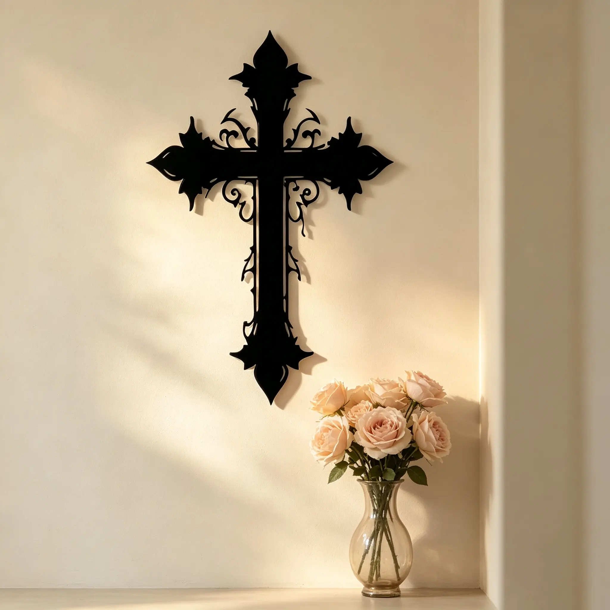 A Gothic cross metal religious wall decor, featuring an exquisite cross statue wall art, makes a perfect Halloween and Christmas gift for Gothic decor lovers. It's rust-resistant and great for decorating living room walls and garden fence metal wall art.