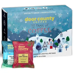 2025 Christmas Advent Calendar - 12 Flavored Ground Full-Pot Bags - Unique Flavor Each Day