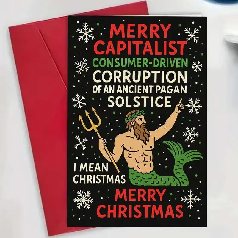 Funny Sarcastic Christmas Card with Envelope, Dark Humor Anti Christmas Greeting Card, Hilarious Holiday Joke Card Gift for Friends, Coworkers & Humor Lovers