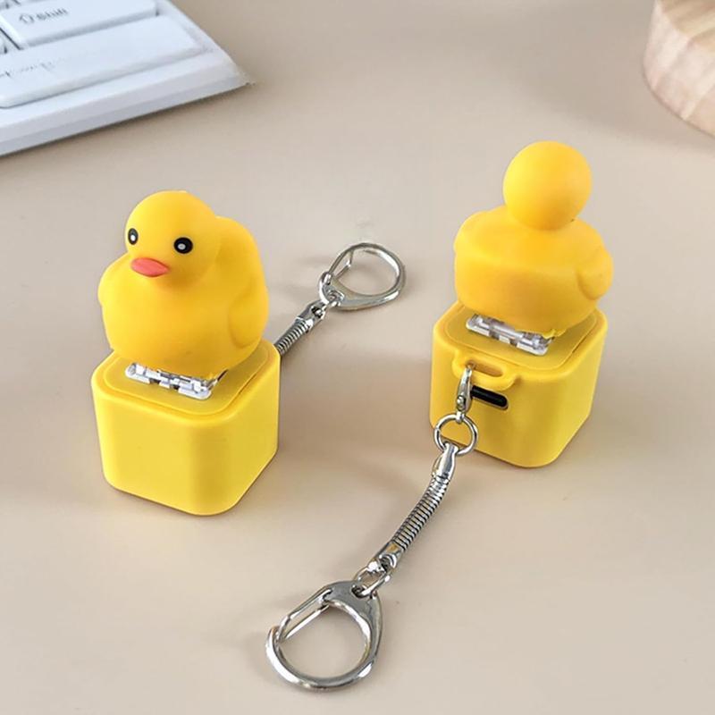 Quacking Duck Hat Keychain - Animal-shaped Press-to-Activate Sound Keychain for Relaxation & Stress Relief - Cute Animal Sound Generator for Focus & Focus - Ideal Gift for Duck Lovers