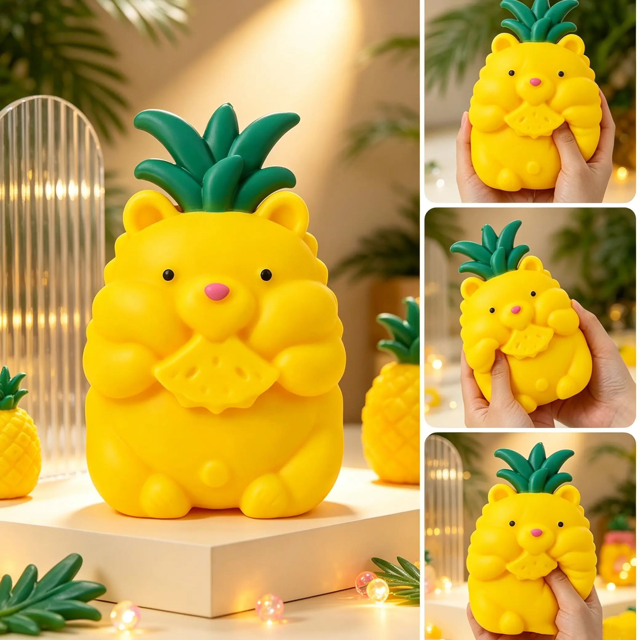 8IN Jumbo Pineapple Bear Squishy Fidget Toy,Sensory Slow Rising Stress Ball | Cute Fruit Bear Squeeze Toy,Anxiety Relief for Adult Teens Autism Kids,Gift Birthday Christmas Party Favor Classroom Prizes