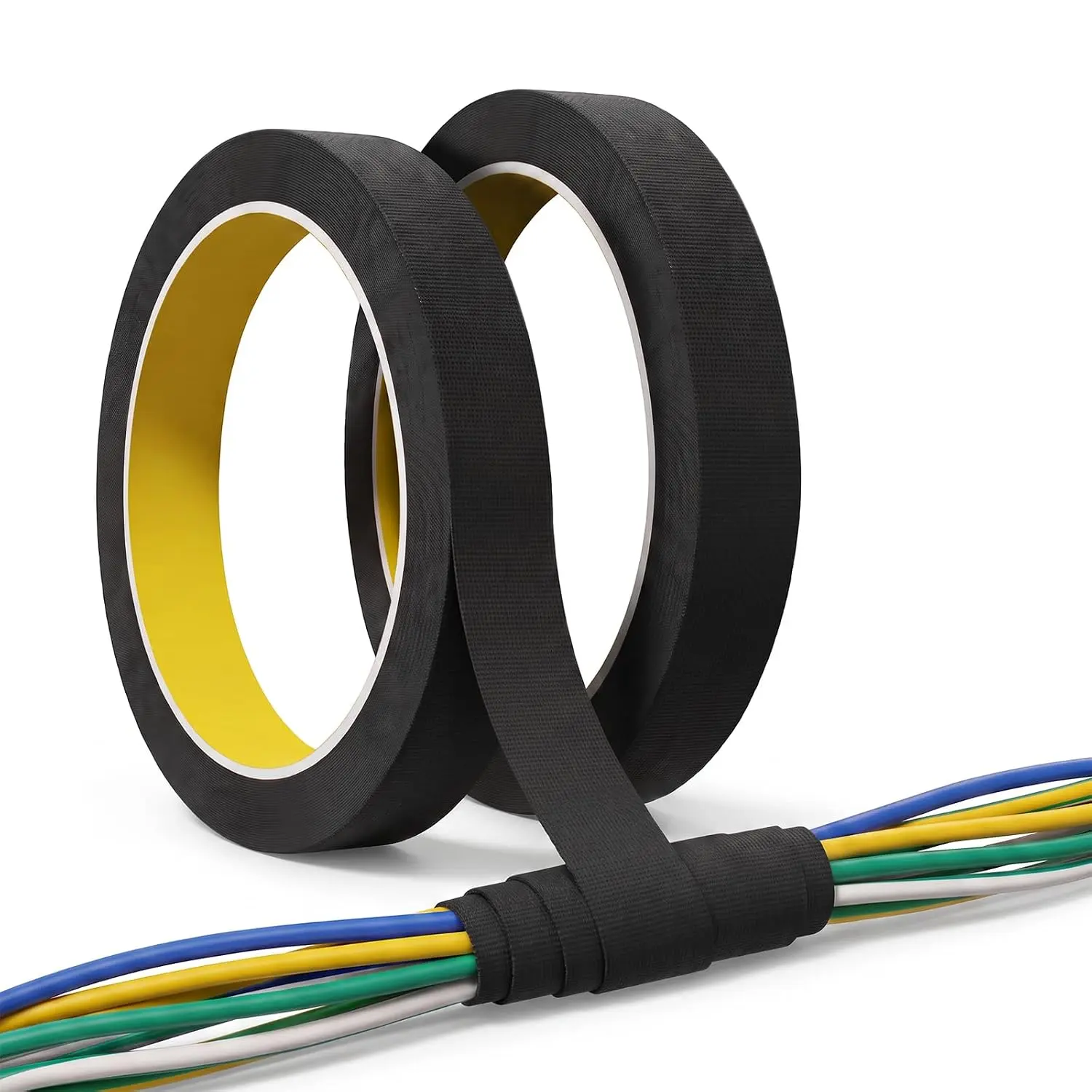 2 Rolls Wire Harness Tape 3/5 Inch x 50FT Automotive Cloth Fabric Tape | Heat Resistant Wire Loom Harness Cloth Tape for Engine Bay Wiring Loom, Self Adhesive Electrical Wrap, Noise Dampening