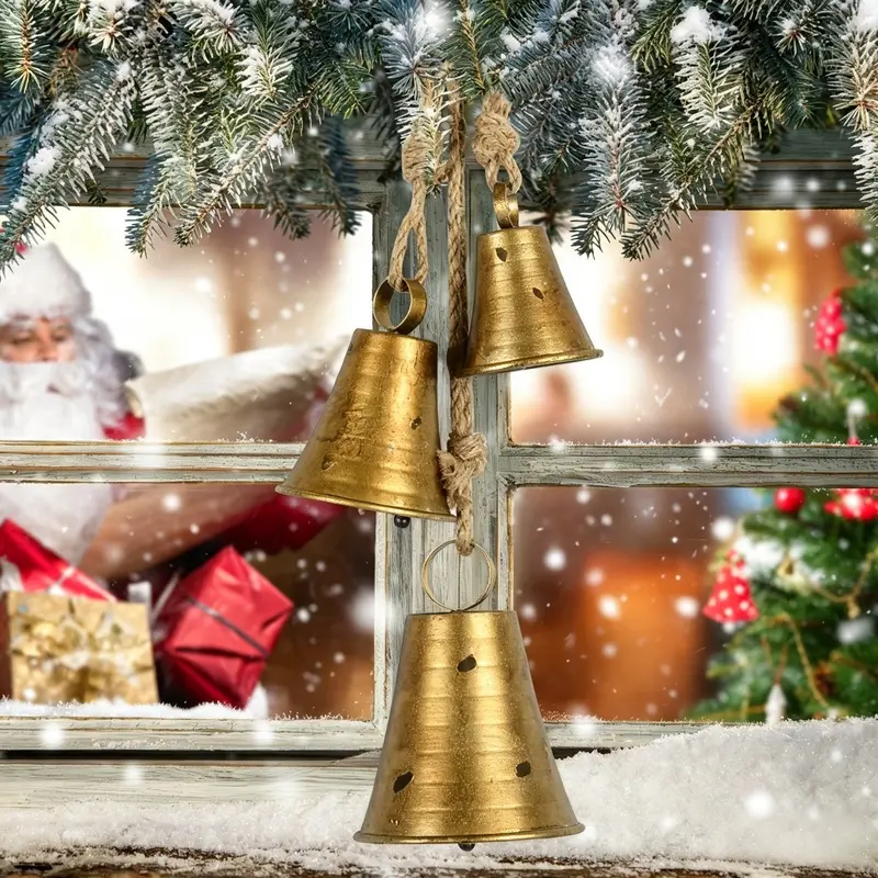 Vintage Golden Bull Bell Christmas Decoration - Perfect for Trees, Doors, Fireplaces, and Windows - Ideal Gift for Mothers and Grandmothers, Best Choice for Christmas
