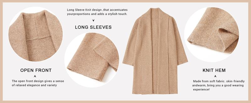 Imily Bela Womens Long Cardigan Sweaters Chunky Open Front Oversized Slouchy Knit Fall Trendy Coatigan Jackets