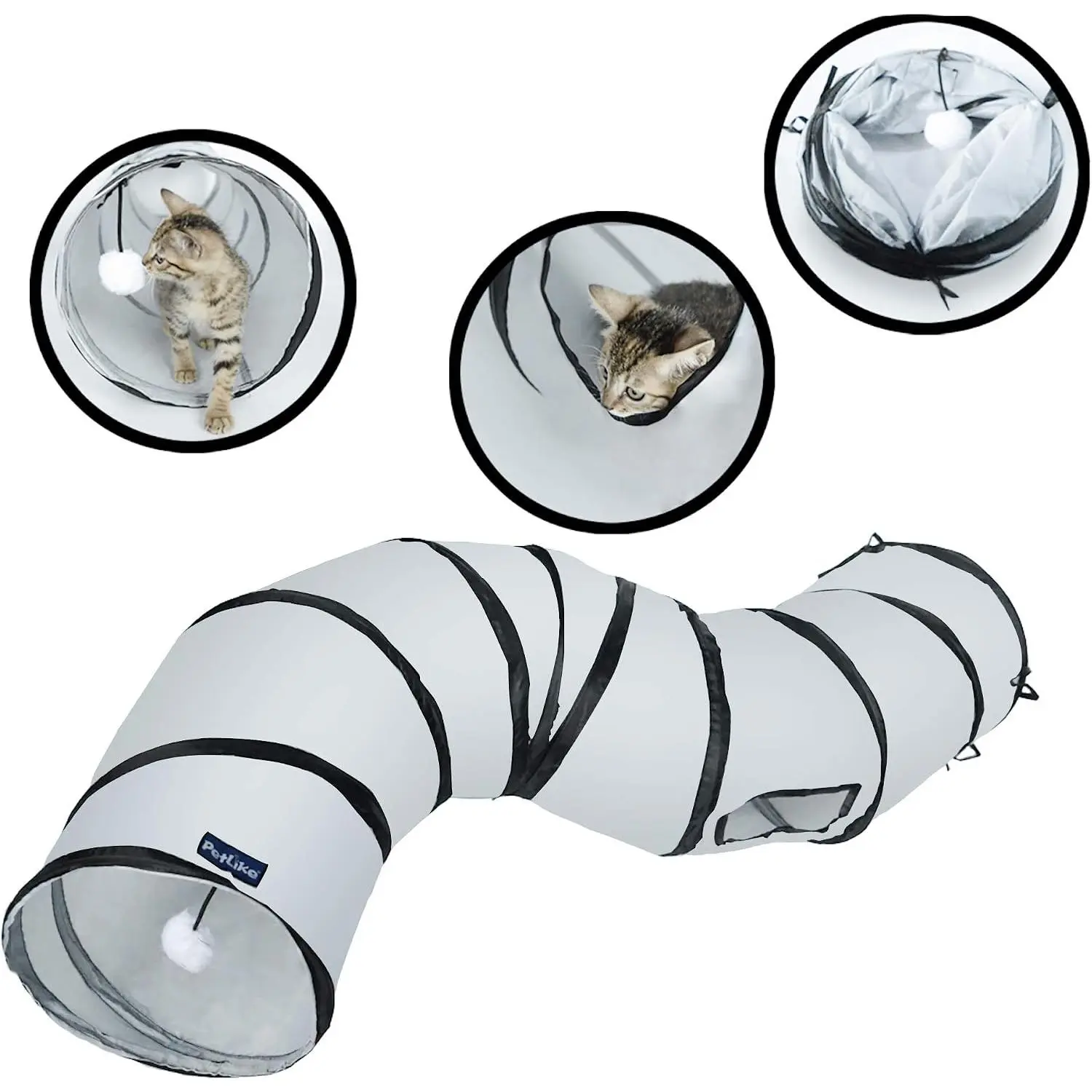 S Way  Tunnel Collapsible Pop-up  Tube Hideaway Play  with Ball (S-Way, Grey)