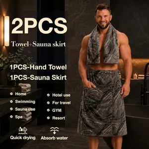 Men's Adjustable Bathrobe Set, Thick Coral Fleece, Quick-Dry, Anti-See-Through, Pocket Included, Hotel Spa Grade, Home, Gym, Beach, Travel