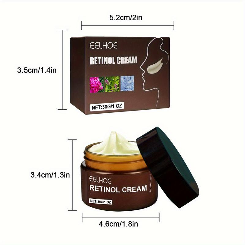 EELHOE Retinol Cream 30g/1.05 fl. oz. - A hydrating and firming day and night cream with Vitamin C, Glycerin and Hyaluronic Acid, suitable for all light to medium skin tones, hypoallergenic formula, retinol skincare, stylish bottle design, with a glossy f