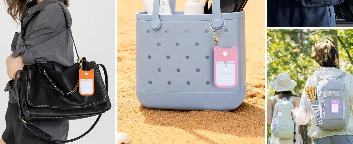 Silicone Case for Touchland Hand Sanitizer Spray 1FL OZ/30ml – Cute Pet Ear Design with Portable Keychain(Orange + Pink + Dark Blue + Purple + Green)