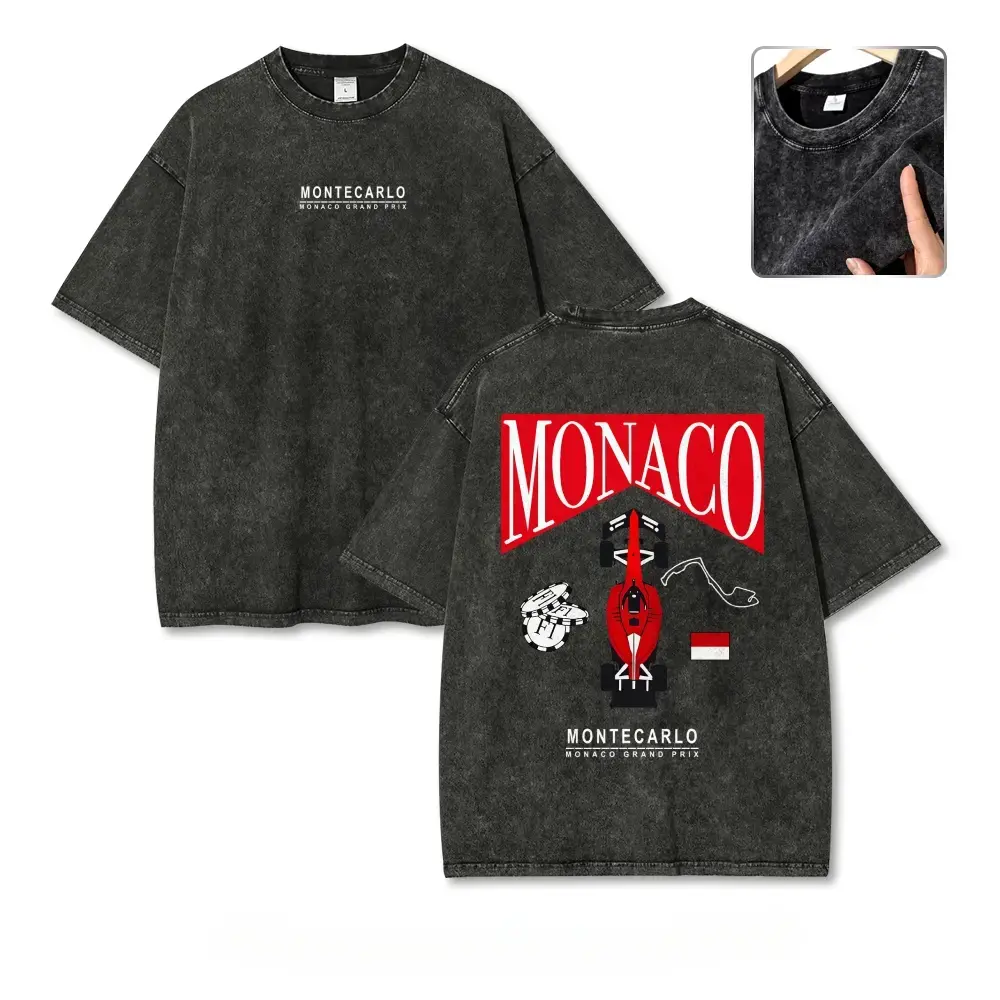 Monaco Grand Prix Vintage Washed Tee 90s Men's Graphic Tee t Shirts Funny Graphic Tee Good Graphic Tees Graphic Tees Streetwear Outfits Men Vacation Outfits Oversized Tshirt Men