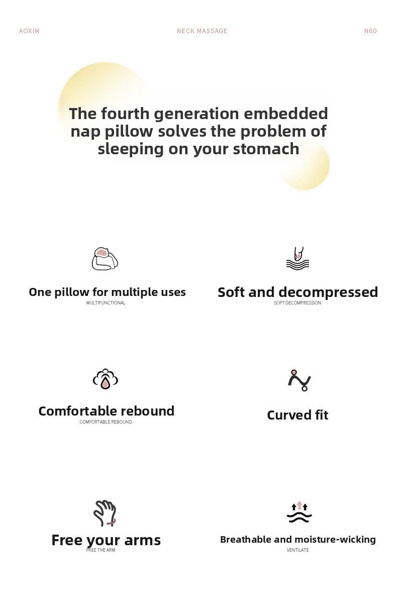 Office U-shaped Nap Pillow Multifunctional Tool for Students to Sleep on Stomach at Desk During Lunch Breaks with 6 Major Functional Areas