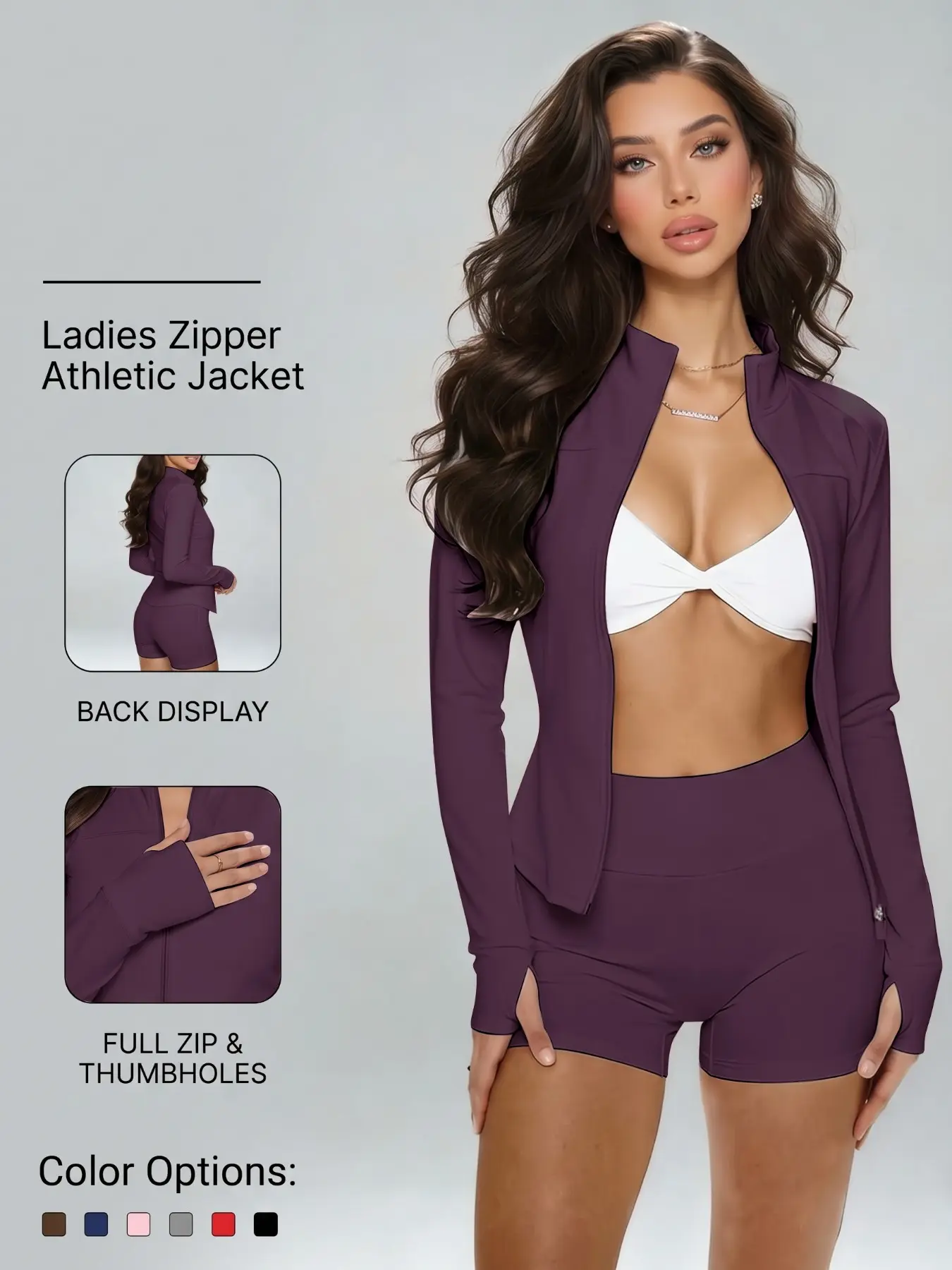 Women's Shaping Zipper Sport Jacket, Slim Fit Running Yoga Coat, Thumb Hole, Breathable Sports Wear, Spring Summer Outerwear, Athletic Outerwear, Zip Up Jacket, Sporty Breathable Outerwear, Thumbhole Jacket, Workout Jacket