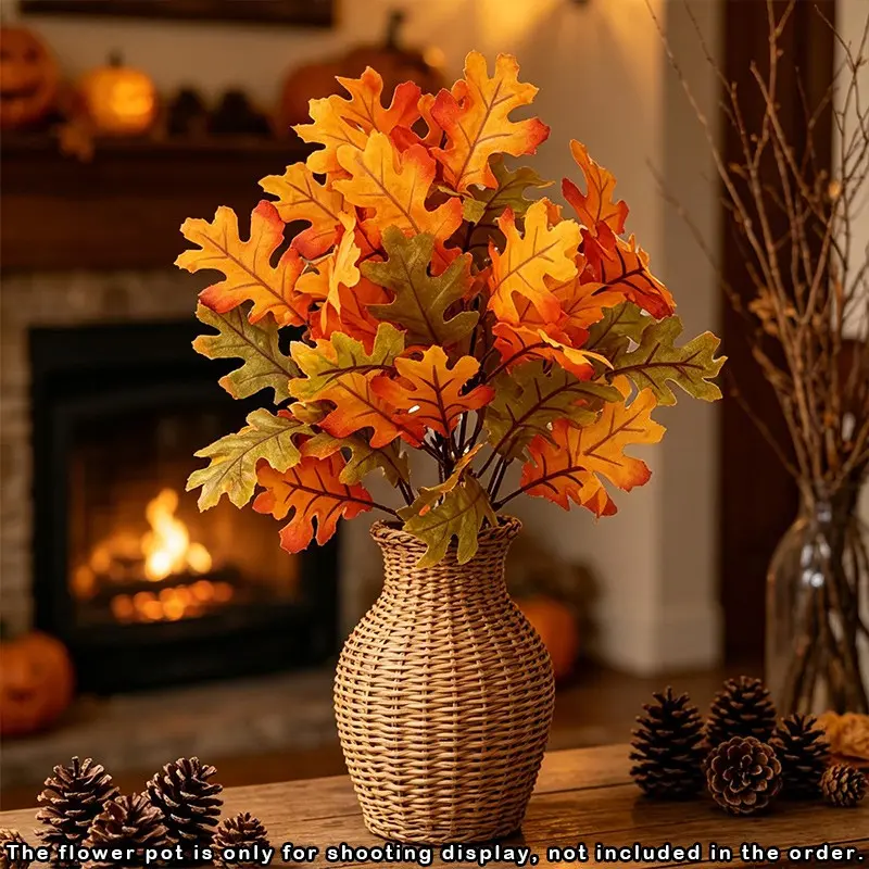 4 Pcs Artificial Maple Leaf Branches, Vibrant Bendable Fall Foliage Stems, Autumn Harvest Thanksgiving Decor for Table Centerpiece Vase Fireplace Porch Indoor Outdoor Home Decor