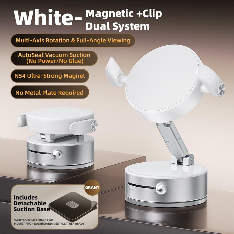 Magnetic Phone Holder with Vacuum Suction Cup, Multifunctional Phone Stand for Home or Office, Phone Accessories for iPhone & Android, Phone Suction Mount