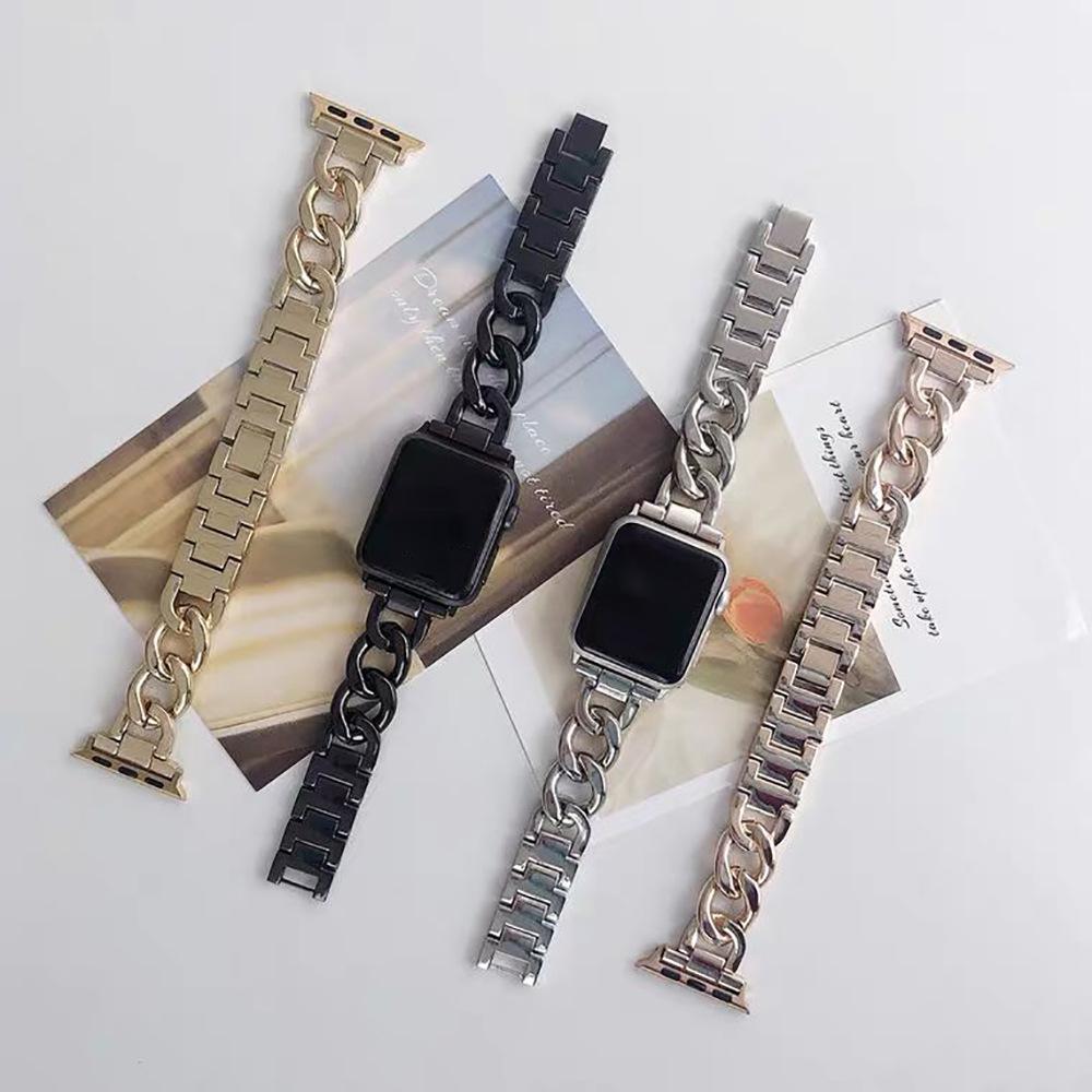 Suitable for Watch11 9 87Se 6543 Apple metal single-row chain alloy denim chain watch strap