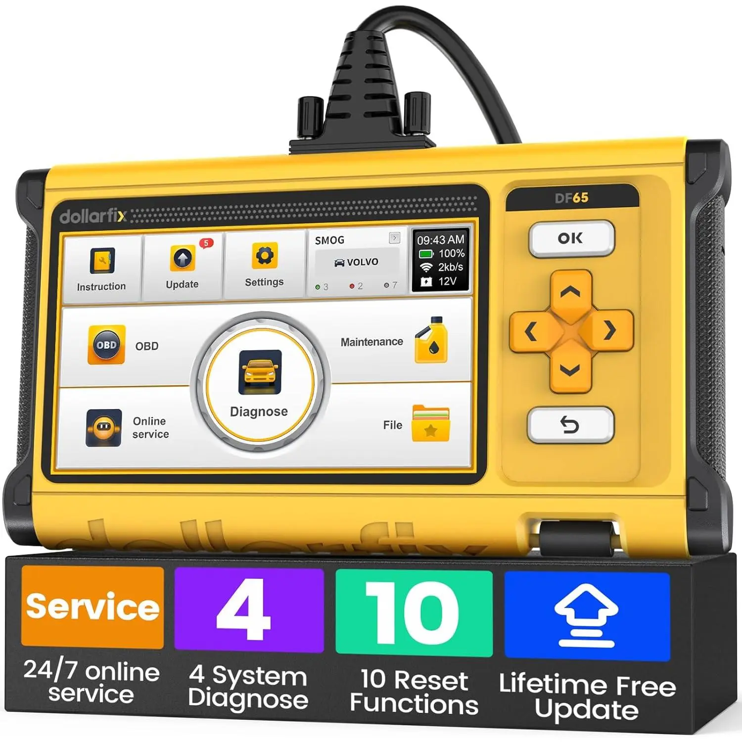 OBD2 Scanner Diagnostic Tool - 4 System BIDirectional Scan Tool for Car 10 Resets Services Active Test Oil/EPB/SAS/TPMS/Throttle/INJEC Auto VIN Lifetime Update