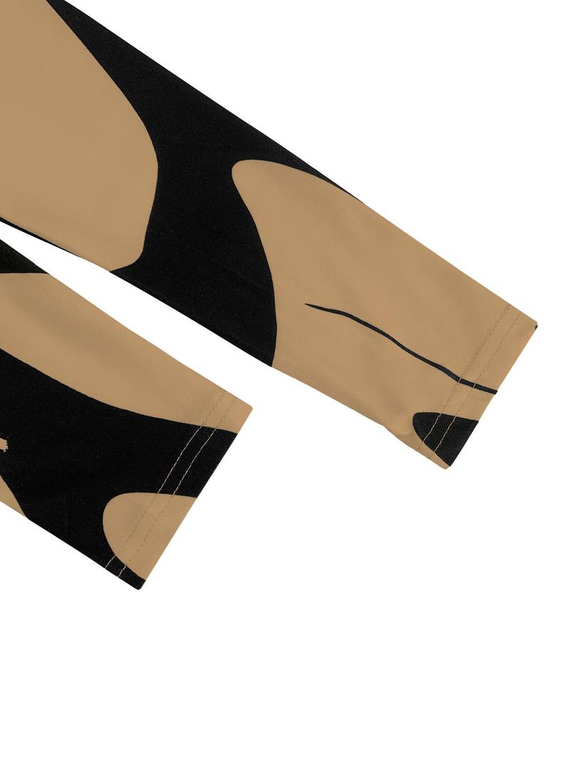 Aliling Women's Colorblock Print Cut Out Bodycon Dress, Elegant Fashion Casual Long Sleeve Dress for Daily Outdoor Wear, Women Dress for Spring Fall