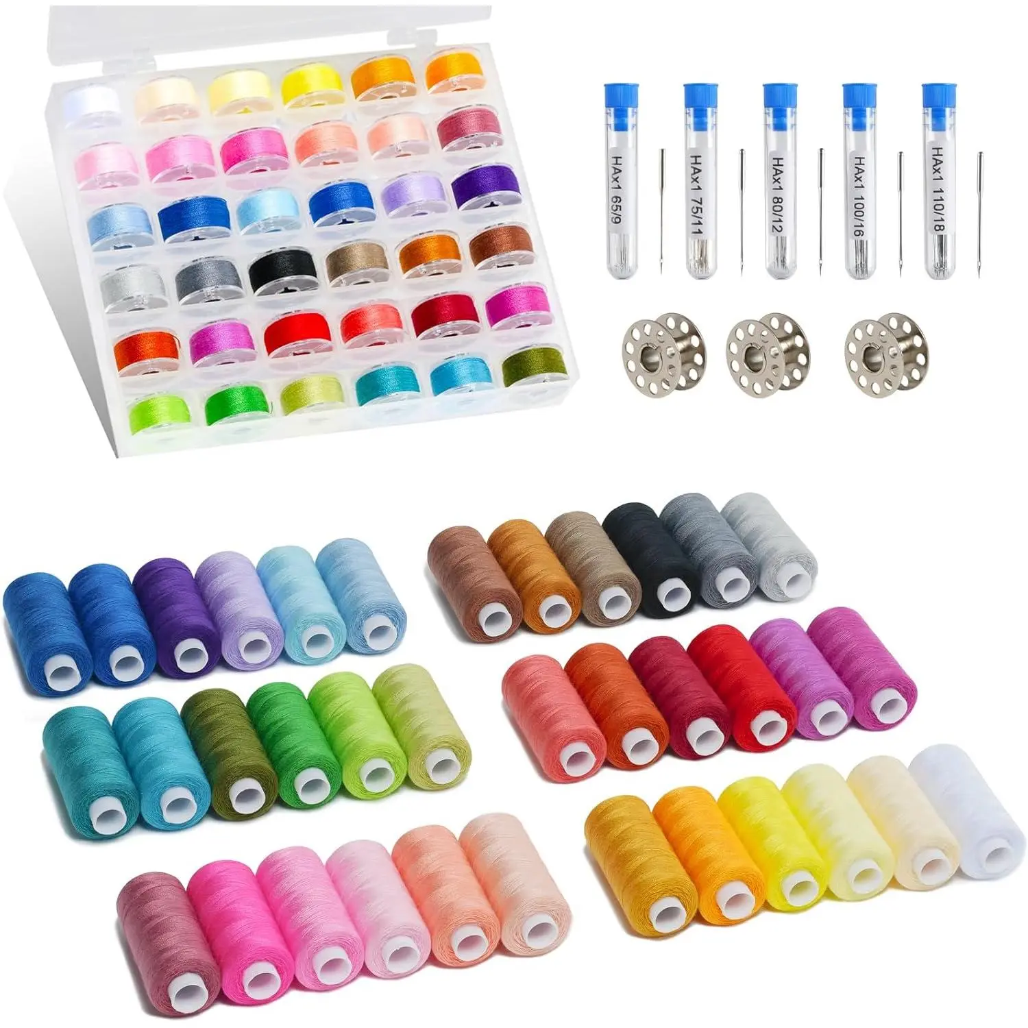 125 count Sewing Thread , 36 Colors 400yd Sewing Thread with Matched 36 Colors Bobbins, Plus 50 count Sewing Machine  for  Sewing Machine