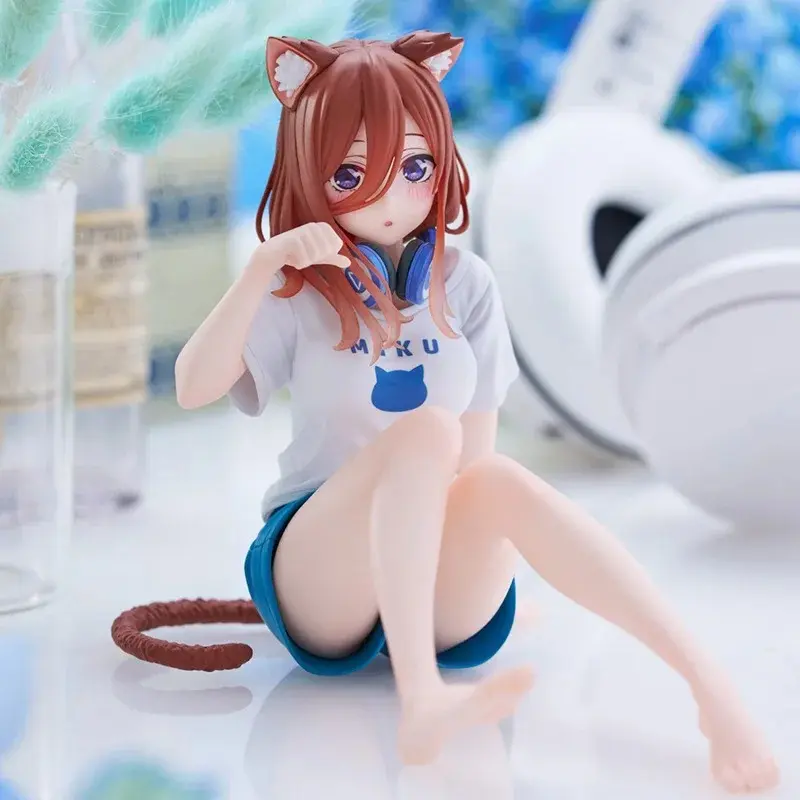 The Quintessential Quintuplets Miku Nakano Cat Ear Loungewear Headphone Figure Anime Girl Desktop Decorative Model Anime Fans