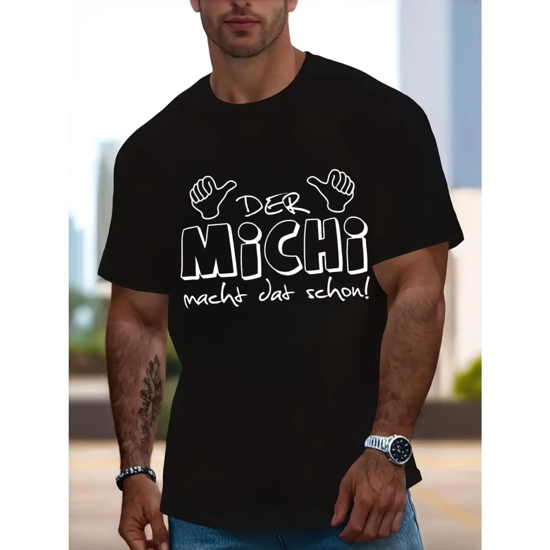 Casual Graphic, Men's T-Shirt, Der Michi Macht Dat Schon Quote Design, Summer Daily Wear, Gift For Boyfriend Or Husband