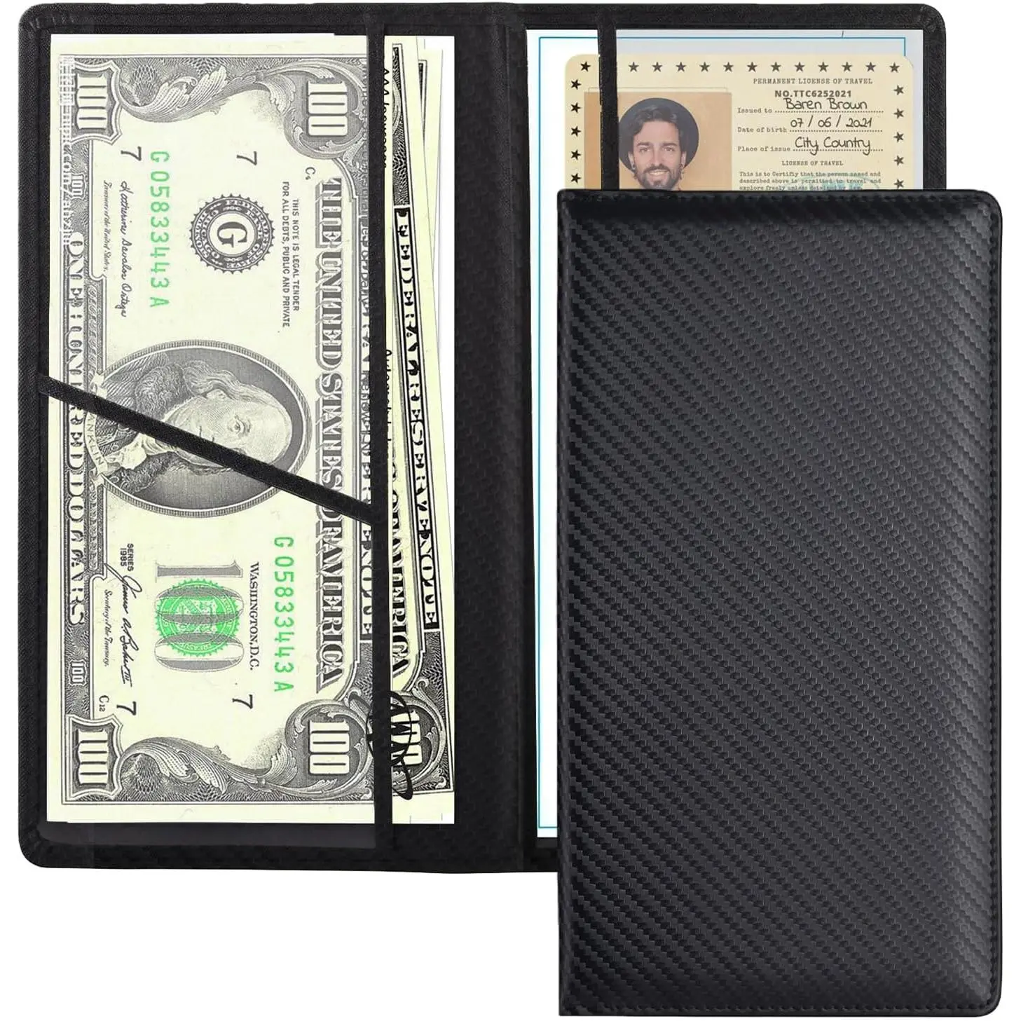 Car Registration and Insurance Card Holder PU Leather, Durable Car Document Holder Clear Window for License Documents, Interior Vehicle Organizer for Women Men (Carbon Fiber)