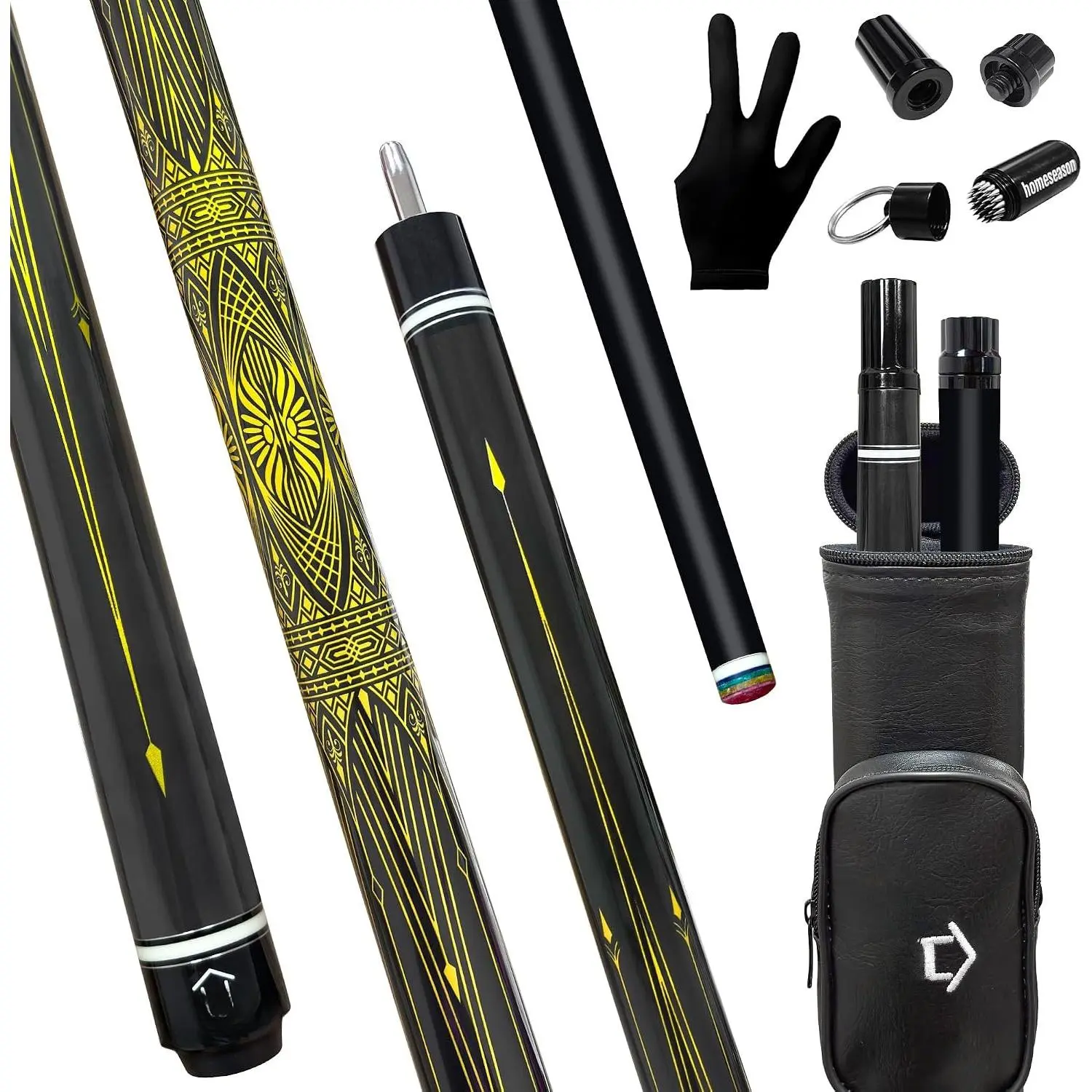 Fiberglass Pool Cue Stick 21oz Cue Sticks 58" Professional Low Deflection Billiard with Screw-in Extension and Leather Bag