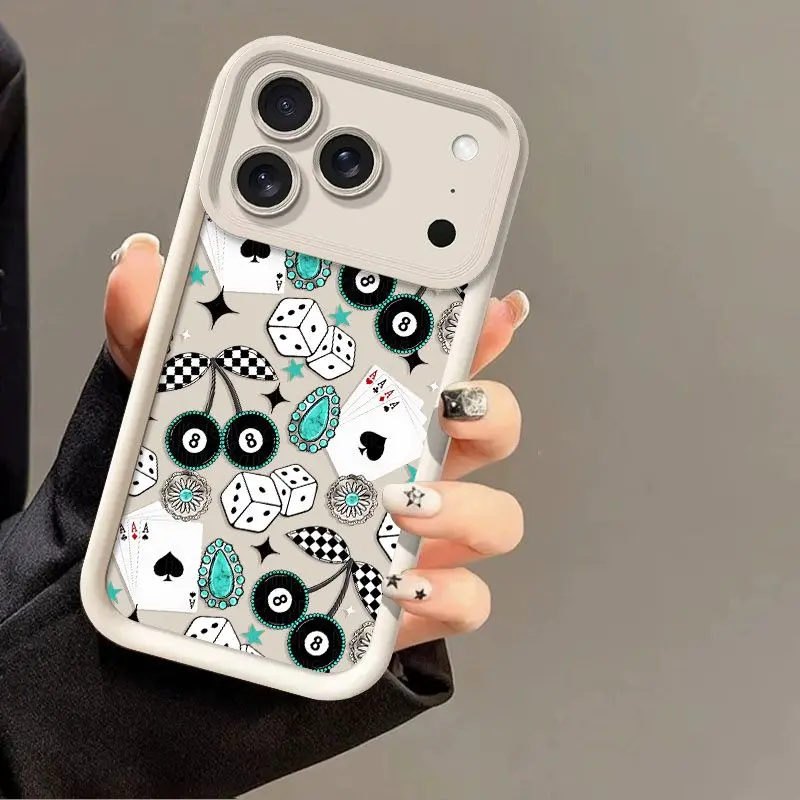 Turquoise spade-pattern phone case featuring a shock-resistant, non-slip, full-coverage TPU design with lens protection; compatible with iPhone 17, 16, 15, 14, 13, 12, 11, XS, X, and other series models-an ideal gift for friends or family.