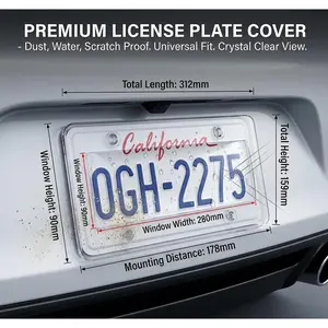 License Plate Protector Cover - Ultra Clear Waterproof & Scratch Resistant Shield, Perfect Fit for US Standard Plates, All-Weather Defense, Easy Installation, Must-Have Car Exterior Accessory to Protect Plates from Dust & Debris