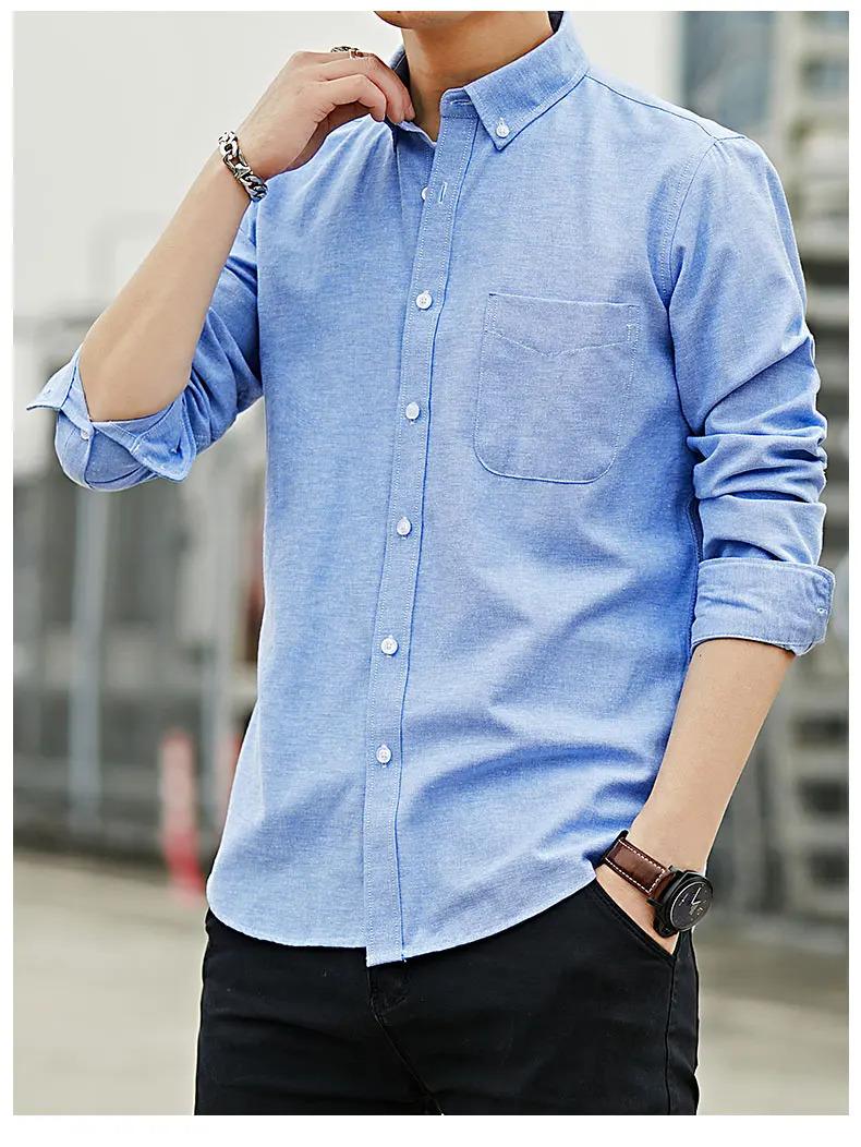 Autumn Oxford spinning men's long sleeved white shirt loose casual jacket Korean version trendy and handsome long sleeved lining clothes workwear shirt long sleeved men's jacket spring and autumn pockets pure cotton high-end white shirt jacket