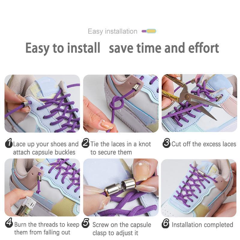 No Tie Shoelace, 2 Pairs Elastic Ladder Laces with Shoe Buckle, Casual Shoes Accessories for Men & Women, Sports Shoe Accessories for Daily Use